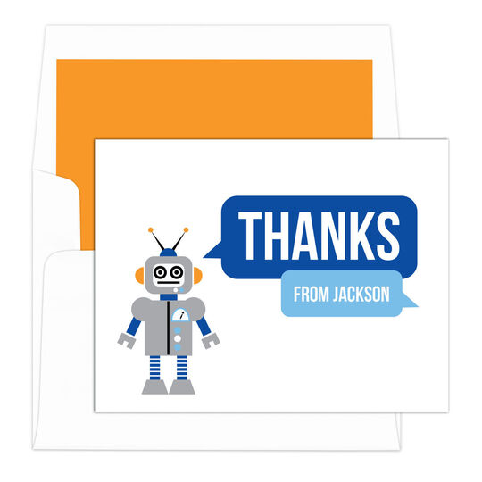 Robot Thank You Note Cards for Boys
